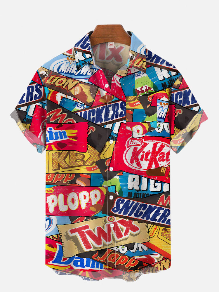 Men's Summer New 3D Printed Cartoon Small Pattern Hawaiian Shirt Casual Printed Floral Short Sleeve Hawaiian Tropical Tops