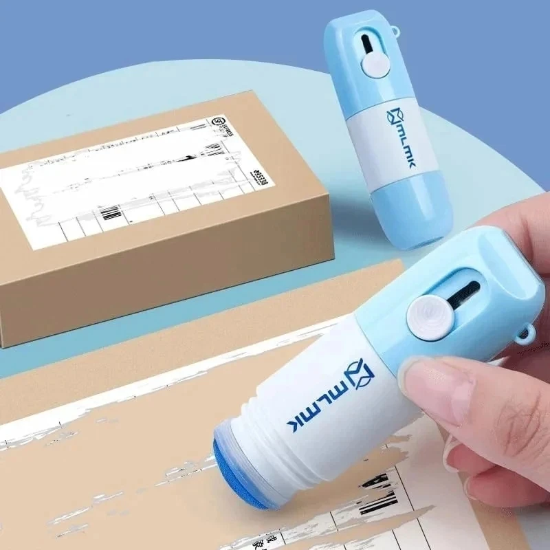 Líquido de correção de papel térmico 2 em 1, com faca de desembaixe, papel térmico durável, proteção de identidade de dados, abridor de caixa de borracha fluida