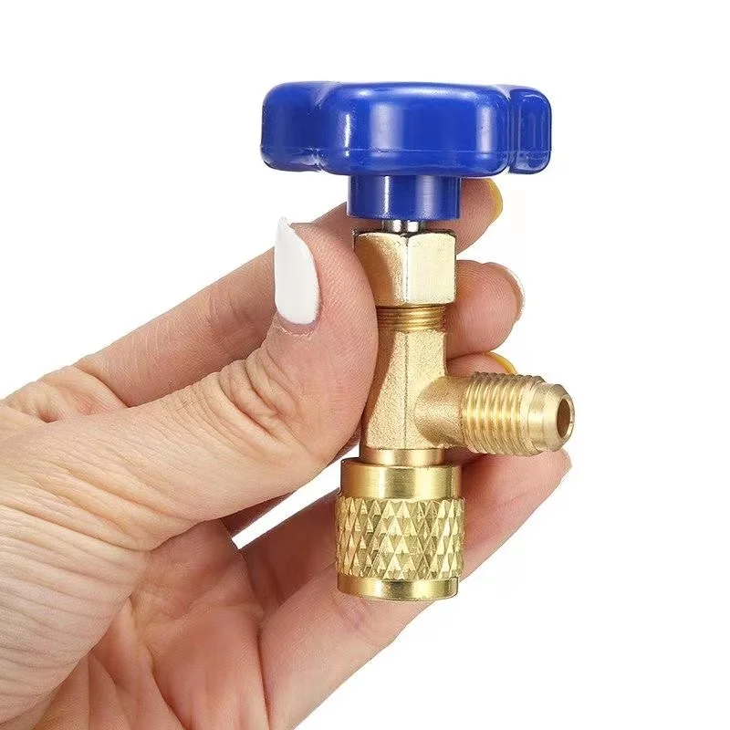 1 pçs válvula de distribuição de baixa pressão abridor de garrafa 1/4 sae conector mayitr garrafa refrigerante pode tocar para gás r22 r134a r410a