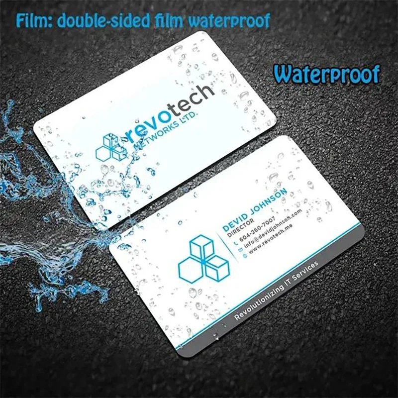 Custom PVC Business ID Card ออกแบบโลโก้ชื่อพลาสติกกันน้ํา Double Side Glossy Matte ขอบคุณ 0.38 มม.85.5*54 มม.200 PCS