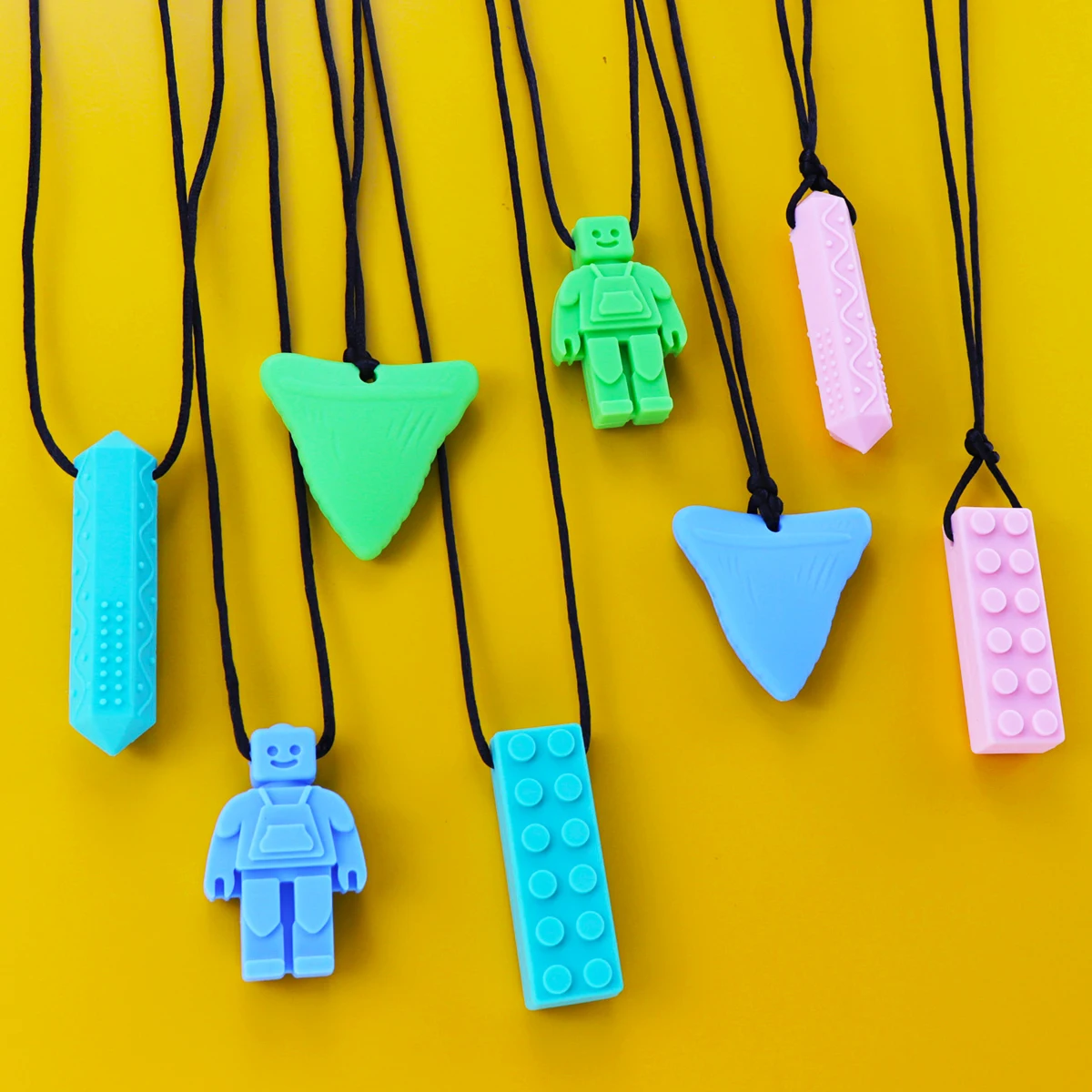 Silicone Sensorial Chew Colares para Crianças, TDAH, Autismo, Necessidades Mortas, Oral Motor, Mordedor, Chewlery J, Pacote 2