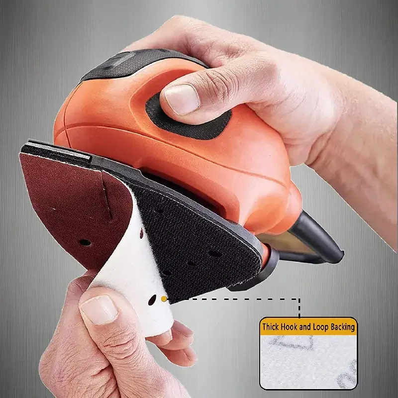 15/70Pcs Triangle 4 Hole Mouse Detail Sandpaper with 2 Extra Tipped Hook & Loop Combo 60/80/120/180/240/320/400 Grit