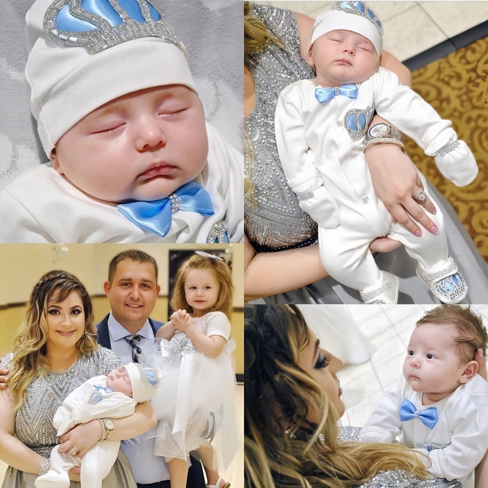 Dollbling エメラルド ゴールド クリスタル 高級ベビー ブリンブリン ロンパース セット 私の 1st クリスマス写真撮影 4 個ロンパース帽子ミトン靴セット