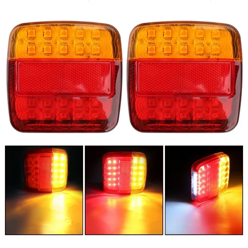12V ไฟท้ายไฟเลี้ยว 26 LEDTail Light รถจํานวนแผ่นด้านหลังย้อนกลับเบรคหยุดหลอดไฟรถพ่วงรถบรรทุก caravan