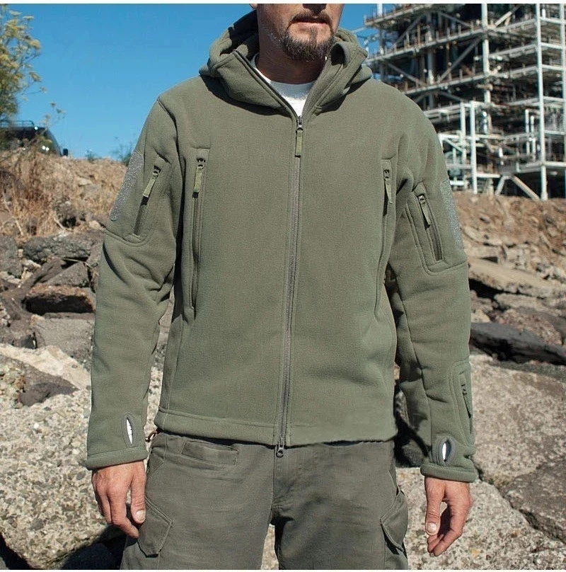 ผู้ชายทหารฤดูหนาวขนแกะร้อนเสื้อแจ็คเก็ตยุทธวิธีกีฬากลางแจ้ง Hooded Coat ทหาร Softshell เดินป่ากลางแจ้งกองทัพแจ็คเก็ต