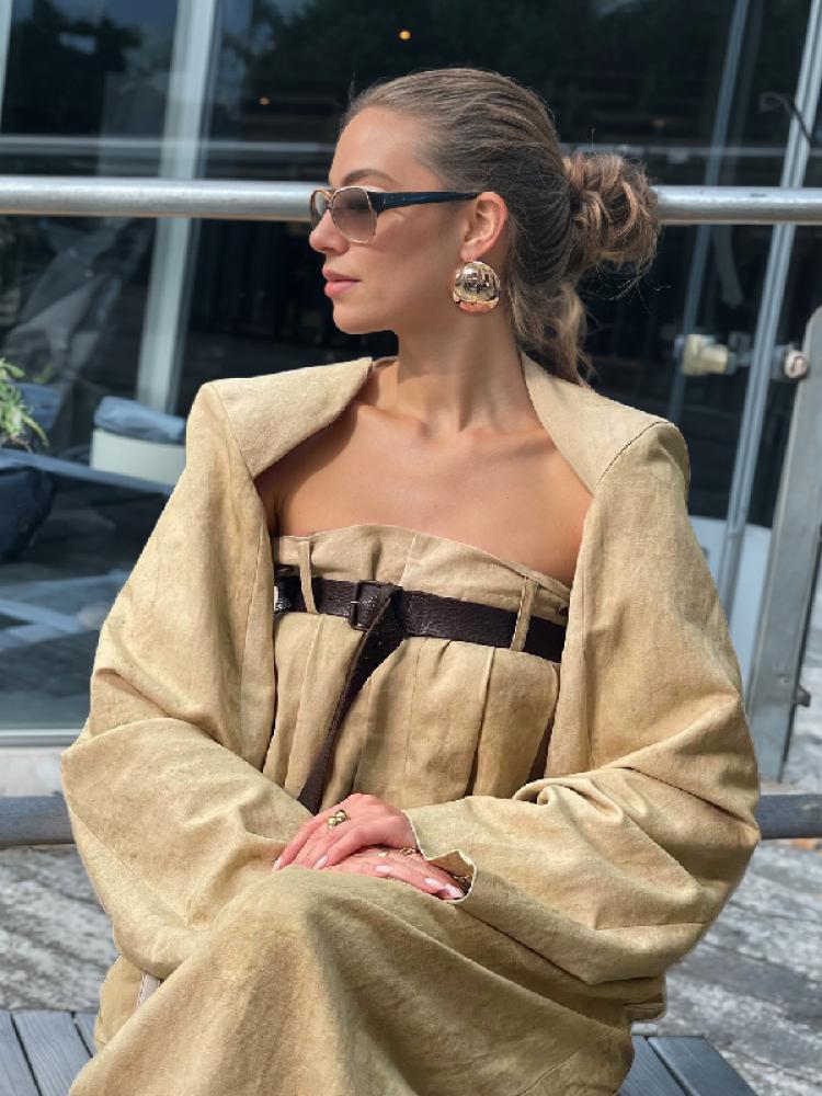 Freeacy conjunto de macacão feminino elegante, sem gola, manga comprida, agasalhos e sem alças, pernas largas, verão, ajuste solto