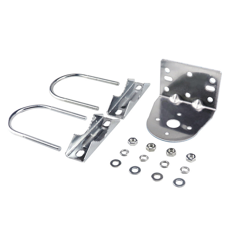 Antenna Pole Mount Bracket with Double U-Bolts Clamp V Jaw Bracket for Outside Home Antenna Pole Holder
