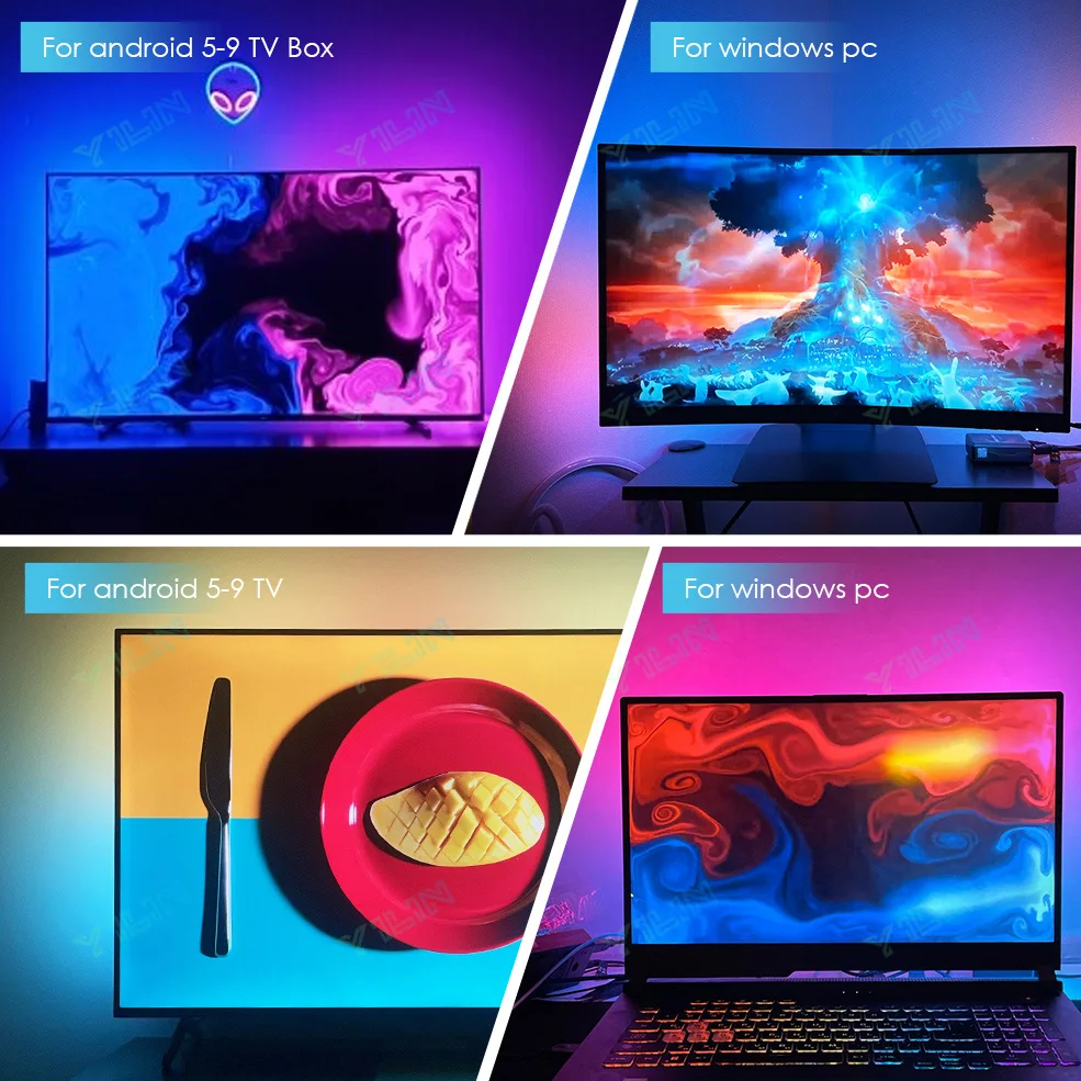 Meeslepende LED-strips TV PC Achtergrondverlichting RGBIC Droomkleur Computerscherm Monitor Kleursynchronisatie Smart Control Omgevingslampen