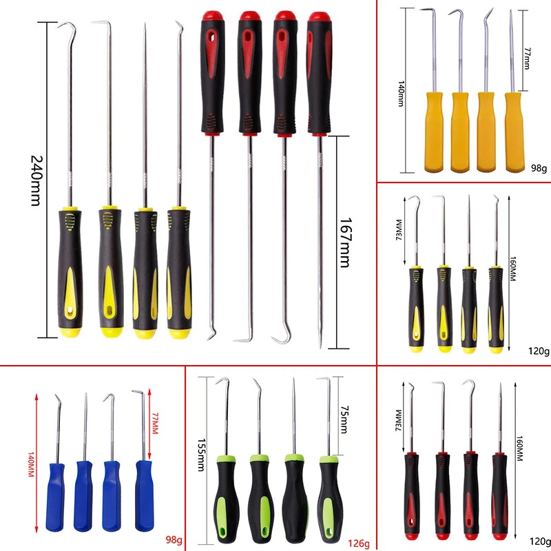 4 stks/set hittebestendig Antislip Haak Pick Set Auto Oliekeerringen Schroevendraaier Pakking Puller Oliekeerringen Verwijdering Haak Tool auto Reparatie Tool