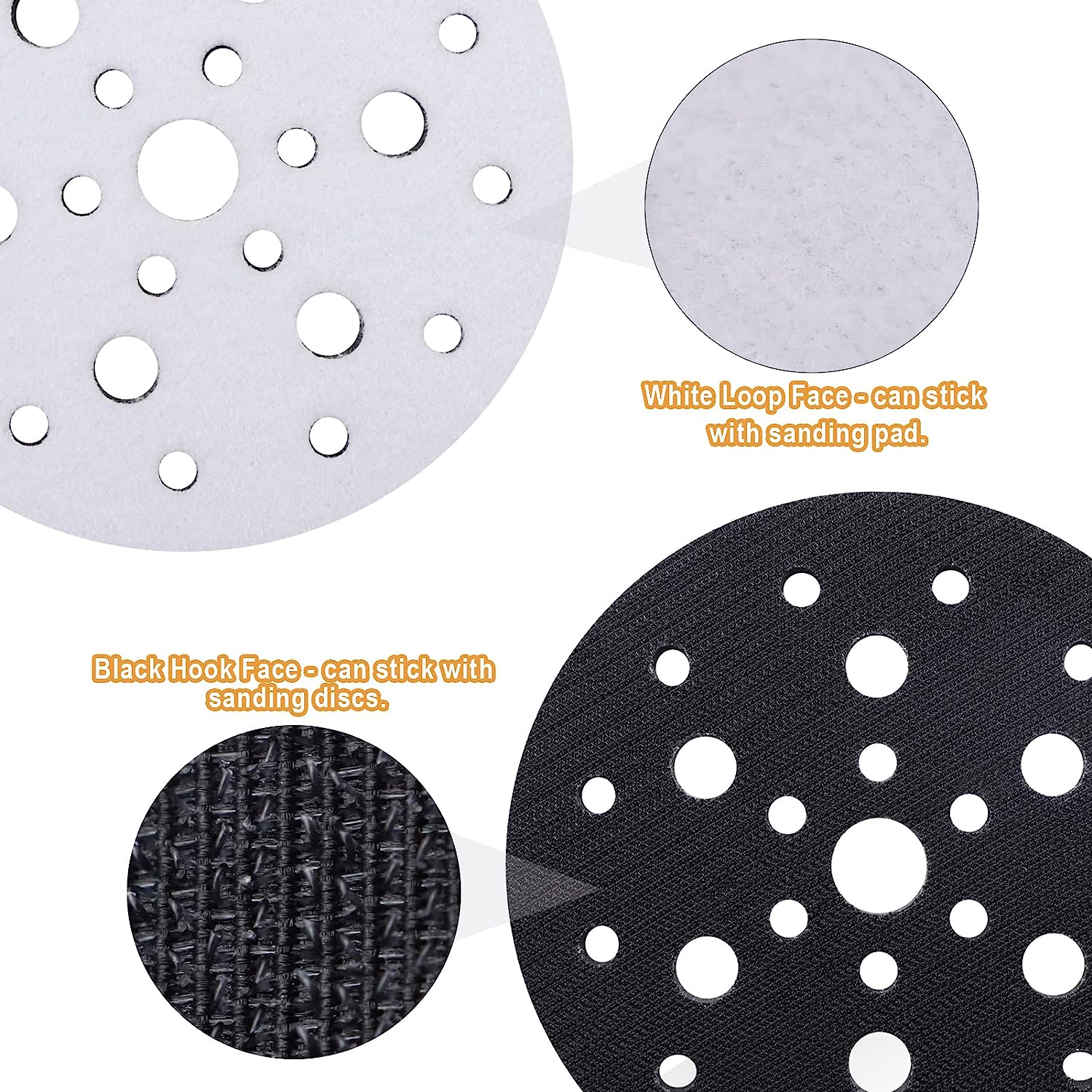 5Pcs Interface Pads 6 Inch 25Hole Hook and Loop Soft Density Foam Sponge Cushion Buffer Backing Pad for Orbital Sander Polishing