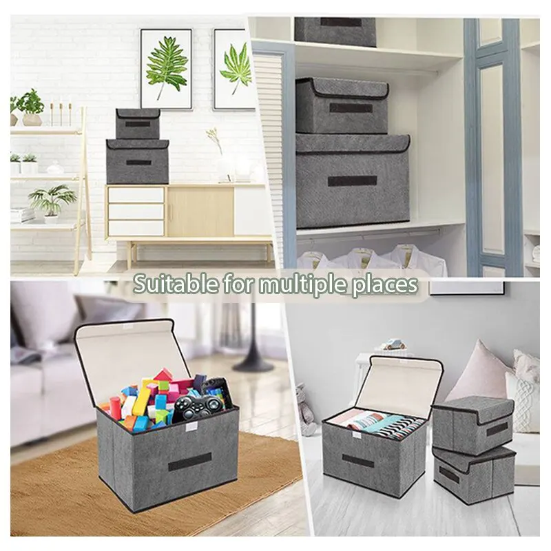 Piega la scatola portaoggetti in tessuto Non tessuto grigio forniture per la casa abbigliamento intimo calzino e cosmetici per l'organizzatore di giocattoli per bambini