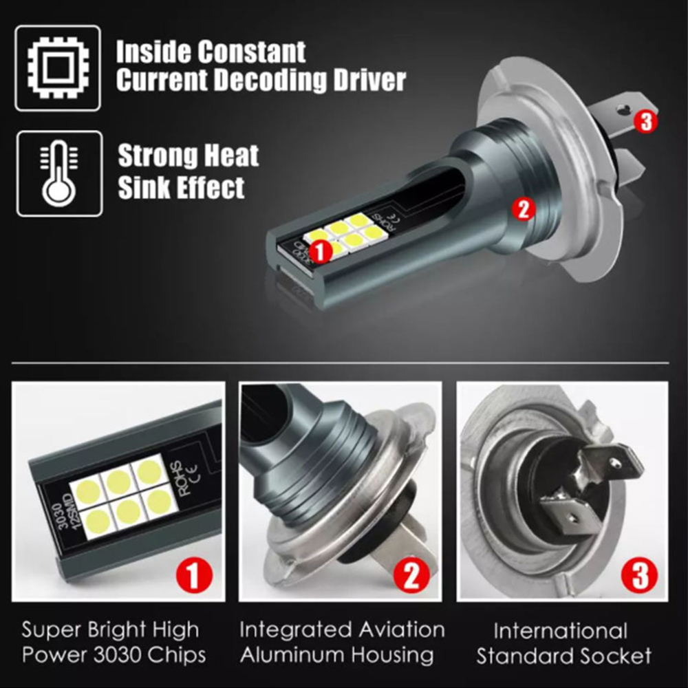 H7 Led-lamp Kit Auto Mistlampen 55 W Superheldere 6000 K Witte Led-verlichting Voor Voertuigen High Power Auto Koplamp LED DRL