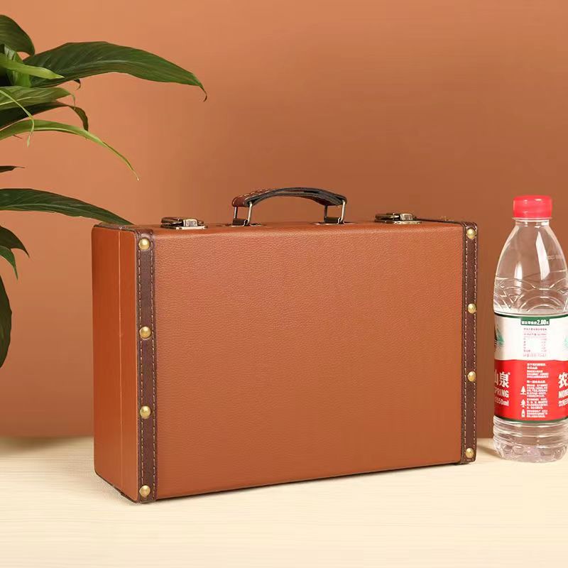 Estuche de cuero portátil Vintage, caja de almacenamiento con certificado de embrague de escritorio, caja de tesoro de joyería, decoración de fotografía