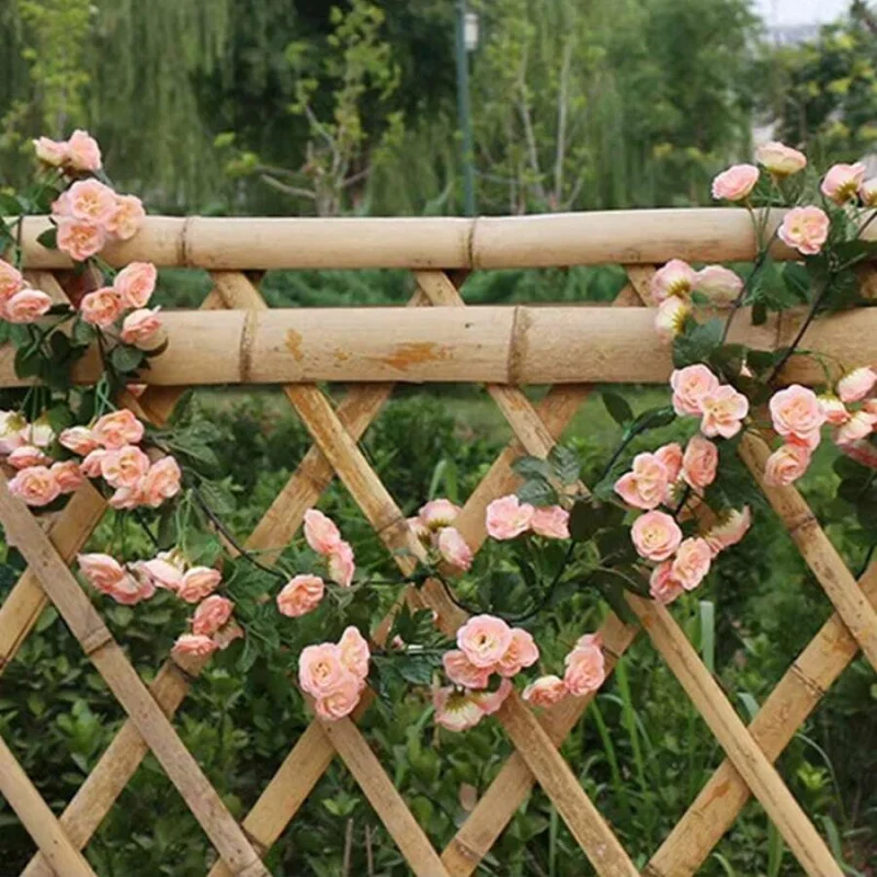 2.5m 1.8m Rosa Fiore Artificiale Vite Per La Ghirlanda di Nozze Bianco Rosa Casa Camera Decorazione di Nozze Seta Artificiale Rosa Vite