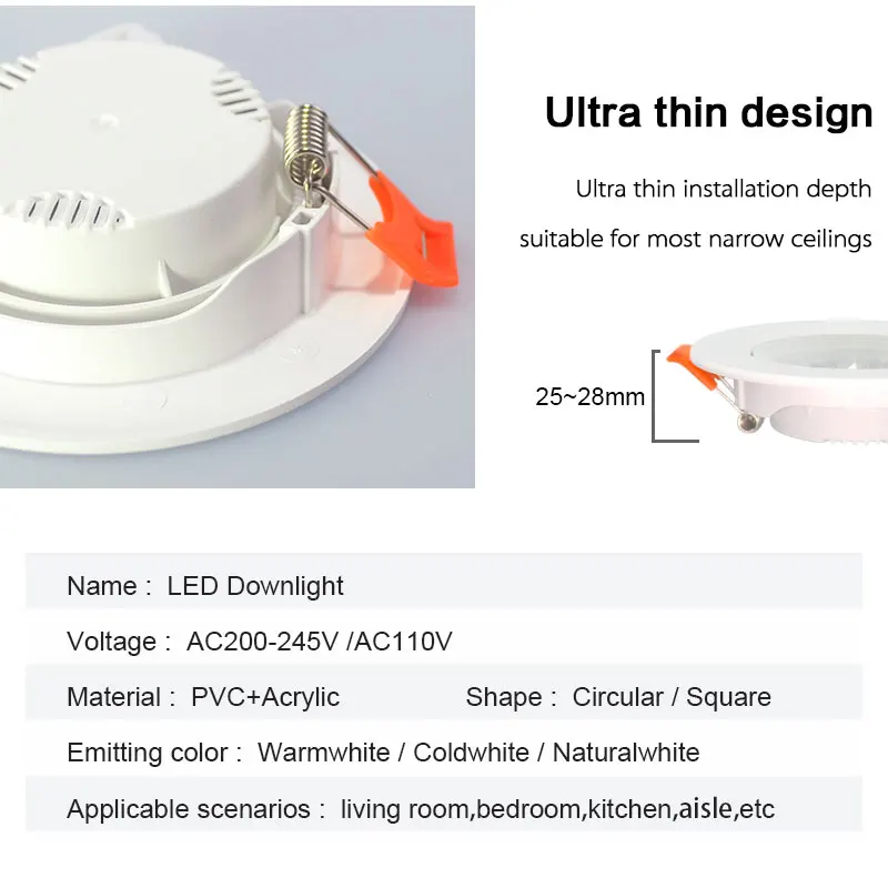 10 Uds. Focos empotrables LED 7W 9W 5W 12W 3W AC220V 110V COB Chip lámparas empotrables de techo para iluminación del hogar