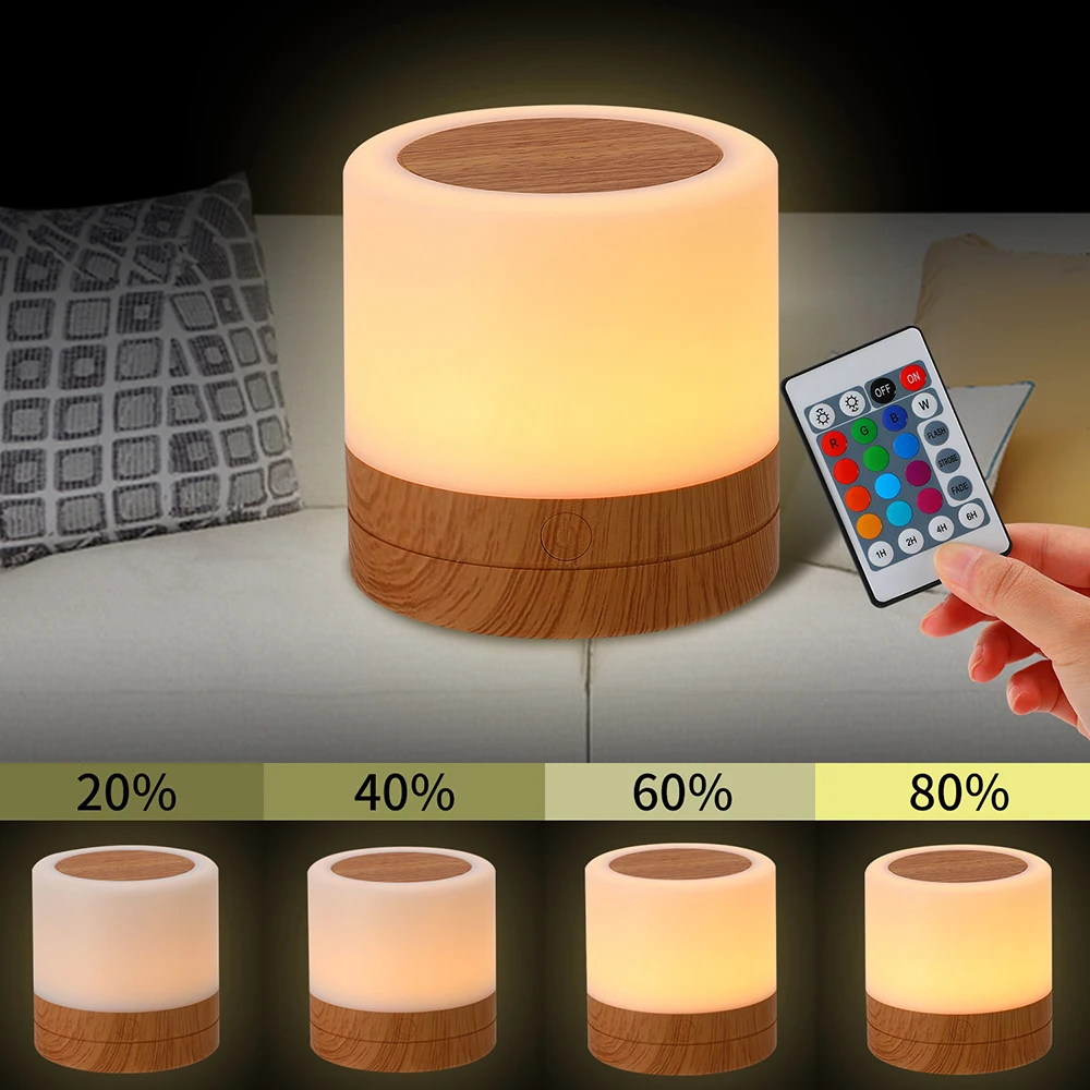 Lampada da notte RGB Luce da campeggio Atmosfera Luci notturne Lampade da comodino Tenda che cambia colore con telecomando Touch Control per camera da letto Dec