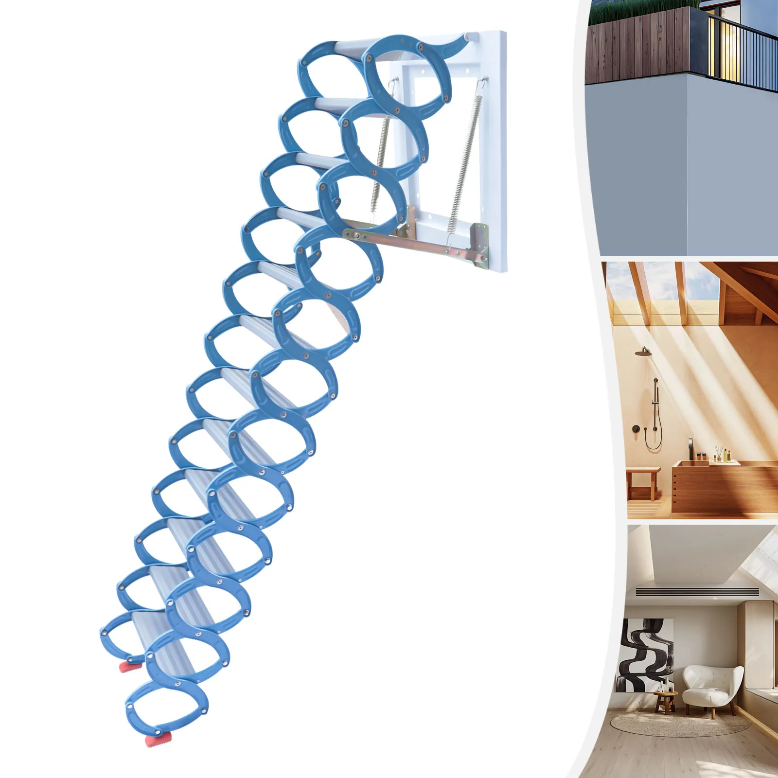 High-Load Capacity Wall-Mounted Attic Ladder – S-Shaped, Retractable, Easy to Use, Safe