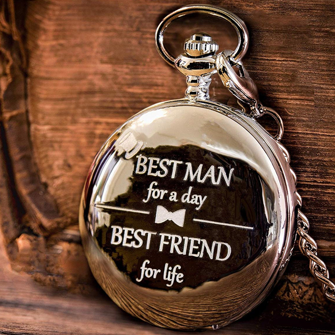 Exquisite Best Man Gift "Best Man for a Day" Quartz Pocket Watch Men Fans Souvenir Gifts with 80cm Neck Chain  Watch