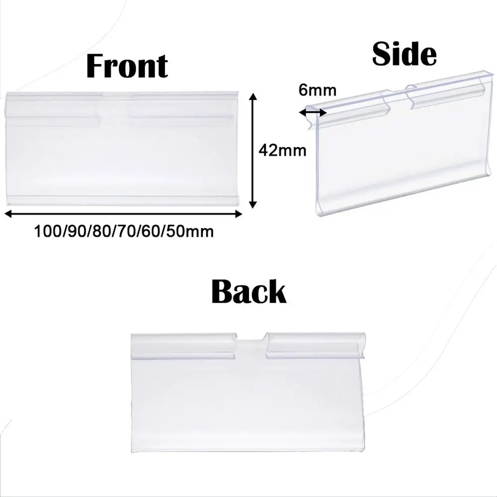 50PCS Plastic Price Tag Holder Double line hook Signage Price Tag Display Holders Multifunctional Transparent