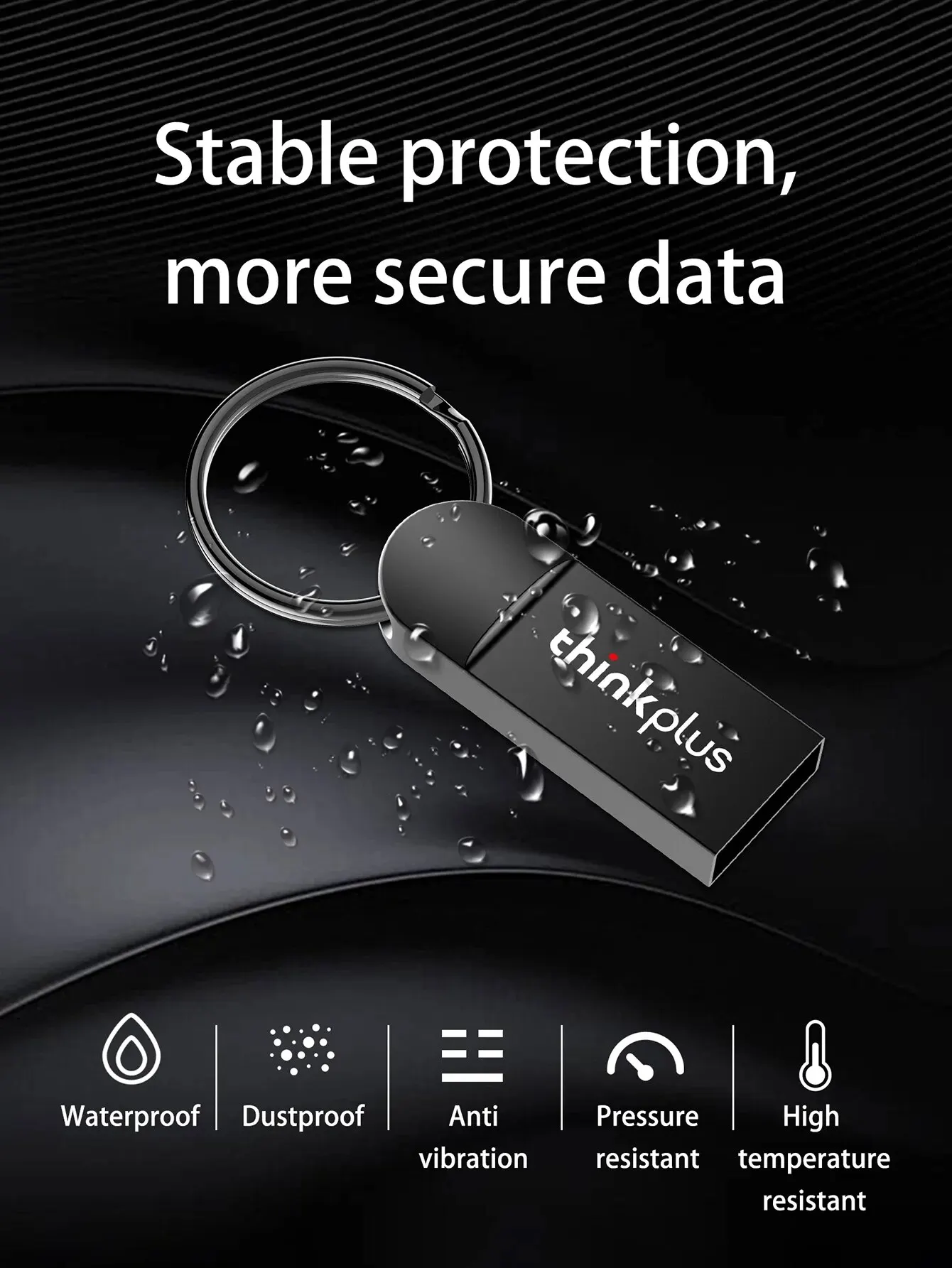 Lenovo-USB Flash Drive com Chaveiro, Thumb Drive, Zip Memory Stick, 64GB, 2.0