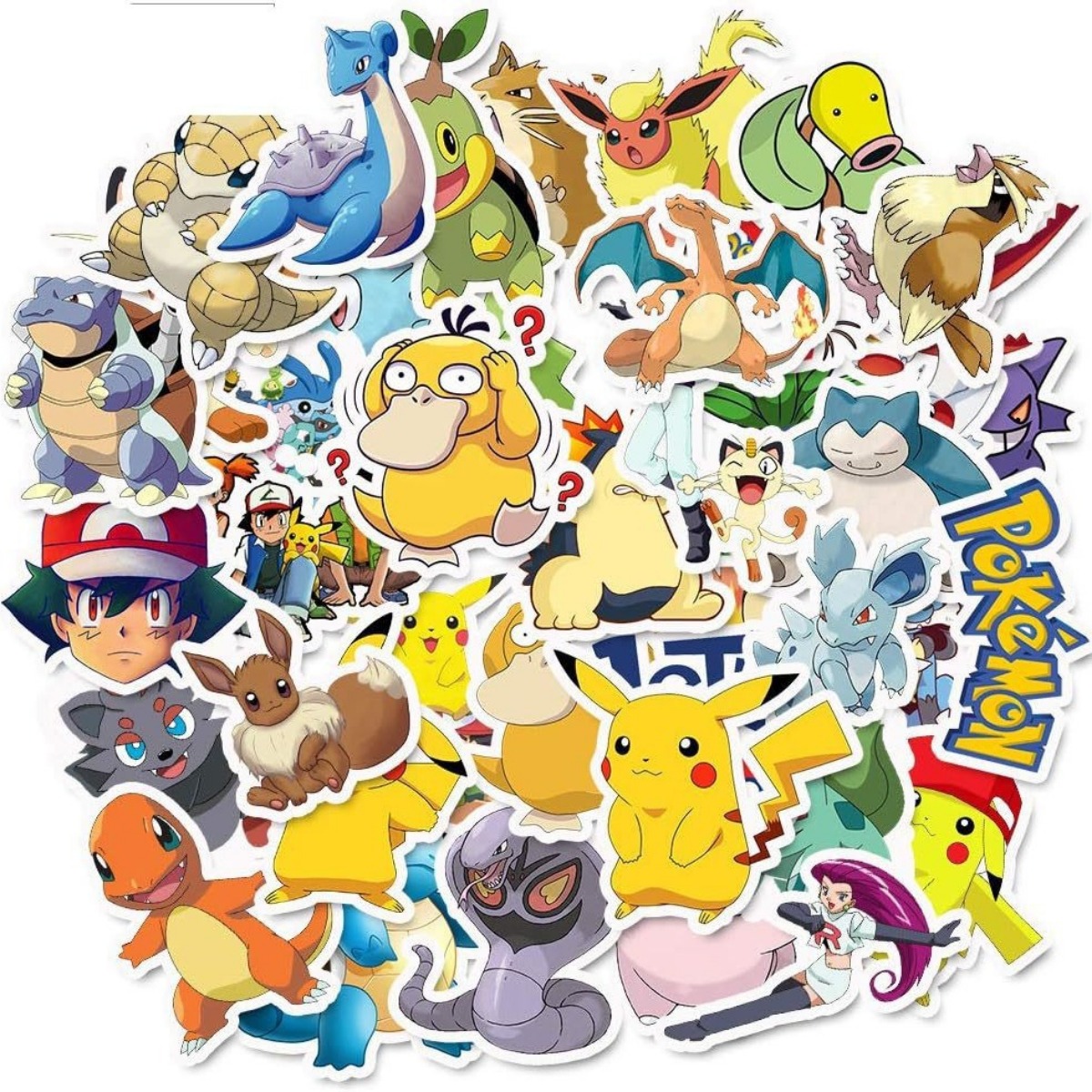 50 ชิ้นสติกเกอร์ Pokemon Kawaii Pikachu สเก็ตบอร์ดจักรยานกีตาร์แล็ปท็อปเด็กสติกเกอร์กันน้ําของเล่น