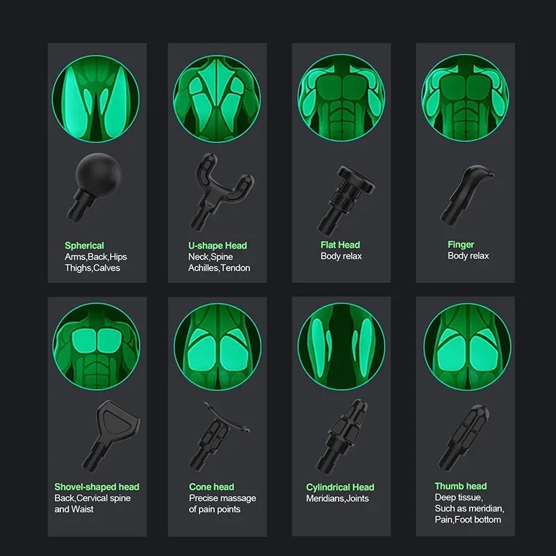 Elektrisch massagepistool Deep Tissue Facial Massager 8-kops Armen Achterbeen Spier Ontspannend voor lichaam Achterarm Sport Fitness