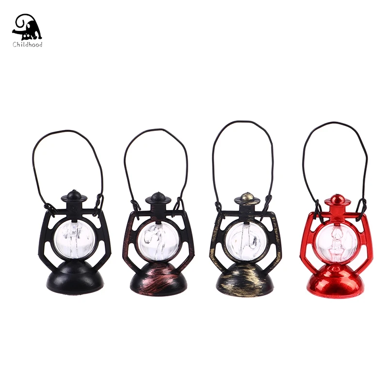 Lámpara de queroseno Retro Vintage, lámpara de aceite, Mango en miniatura, juguete de decoración, muebles para casa de muñecas, 1:12