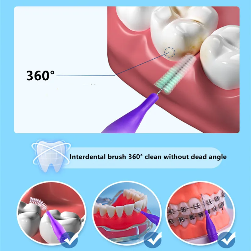 32 Chiếc 0.4-1.0Mm Nha Khoa Mỏng Mềm Mại Bàn Chải Kẽ Răng Vệ Sinh Răng Miệng Chăm Sóc Răng Chỉnh Nha Đầu Bàn Chải Kẽ Răng vệ Sinh