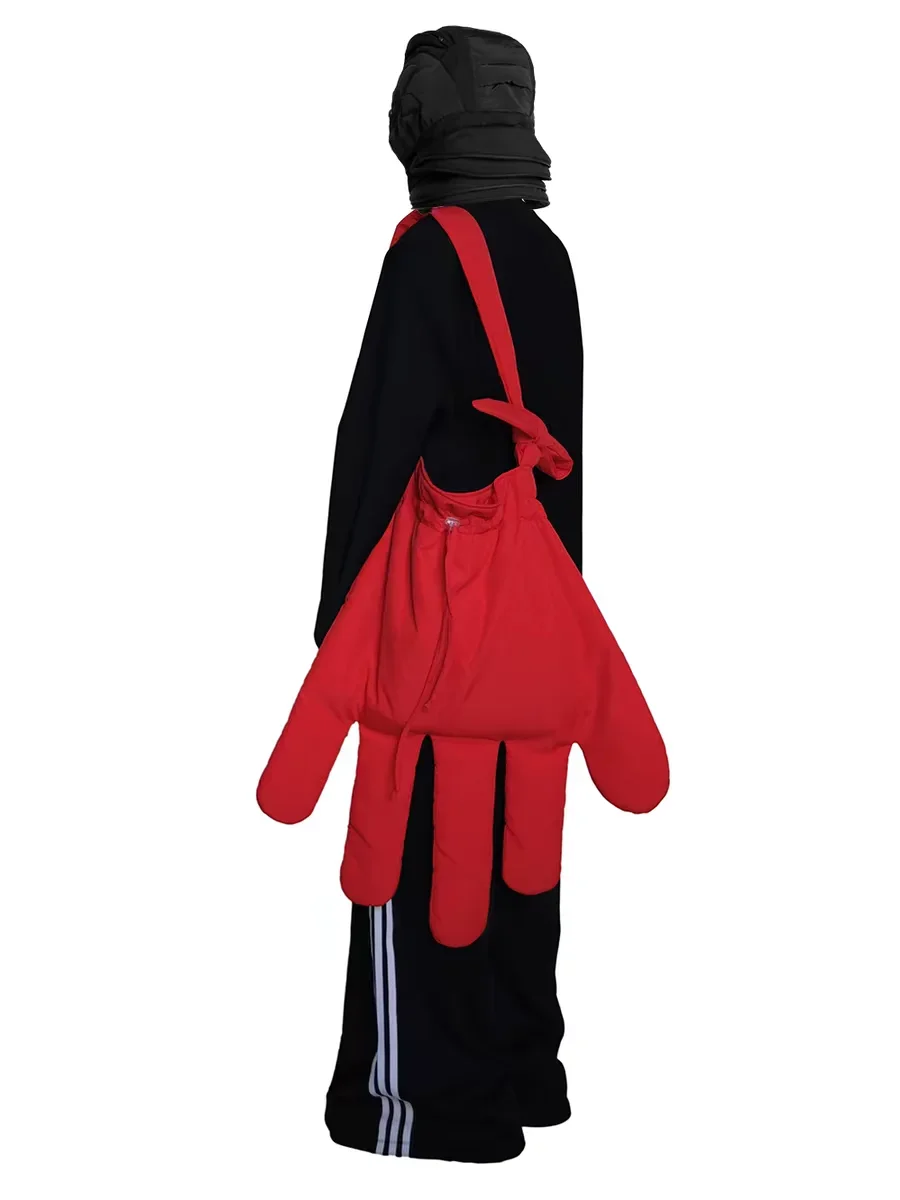 Bolsos de guantes grandes de nailon rojo para mujer, bolso de hombro estilo callejero euroamericano, bolsos y bolsos cruzados para niñas