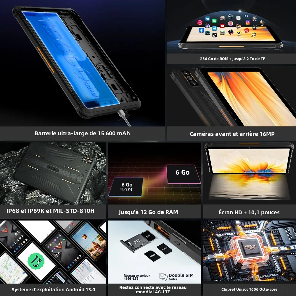 Nouveau monde Premeire HOTWAV R7 tablettes robustes Android 10.1 ''HD + 15600mAh 12GB(6 + 6) 256GB OTG Charge inverse gant Mode mondial