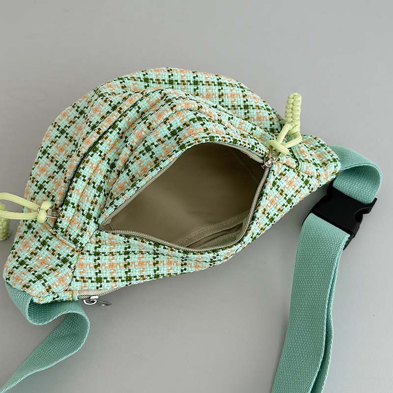 Cute Checkered Lightweight Crossbody Bag Street Trend Mobile Phone Chest Bag  Versatile Simple Design Summer Nylon Large...