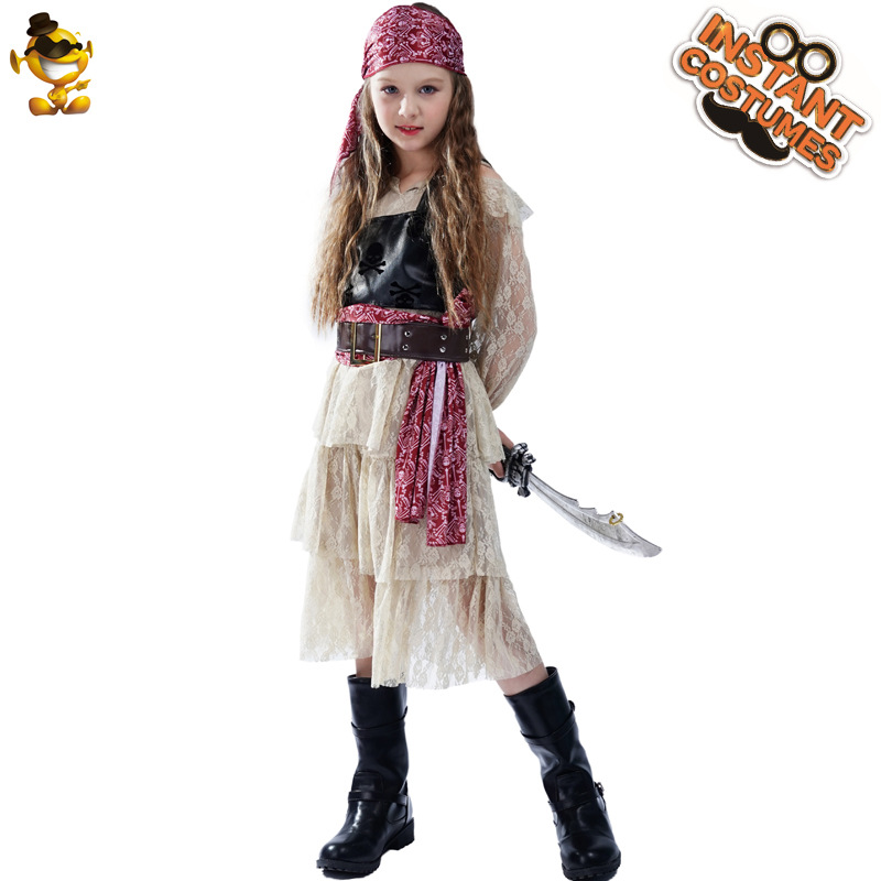 Funny Girls Models Lace Pirate Skirt Girl Pirate Cosplay Party Dress Pirate Stage Performance Clothes