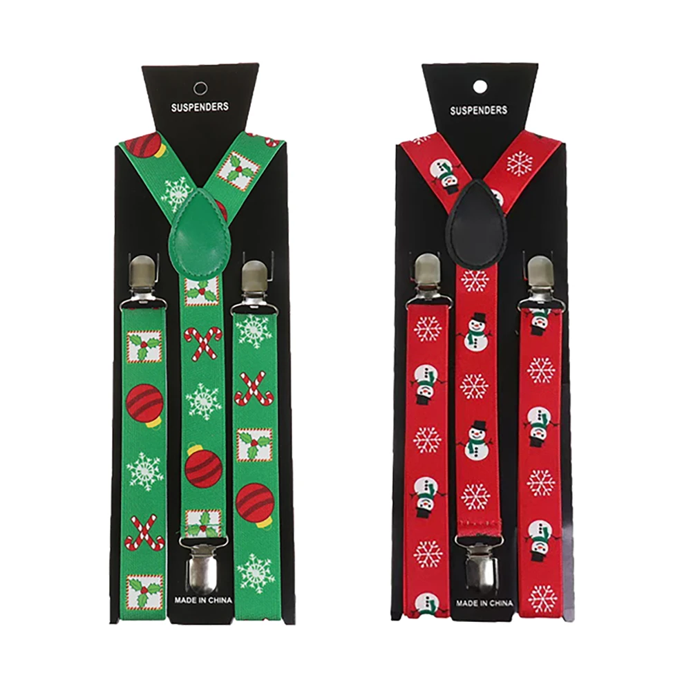 Christmas Suspenders Men Women Y-Back Straps Suspenders For Pants Dress Holder Braces Elastic Leather Belt Strap Christmas Gift