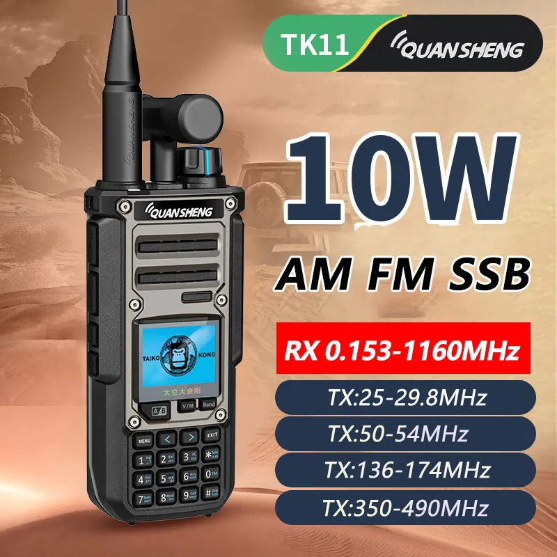 Quansheng TK11 8 Walkie Talkie Radio bidireccional portátil de largo alcance 10W transceptor Ham Amateur CB receptor de onda corta AM FM NOAA