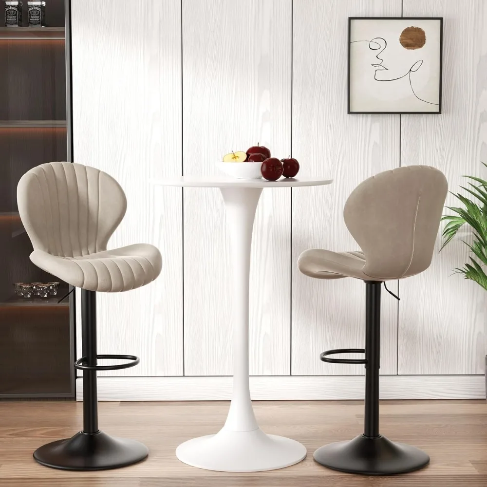 Bar Stools Set of 2 Modern Swivel Bar Chairs, Barstools Counter Height with High Backrest, Easy 3-5 Minute Assembly for Bar