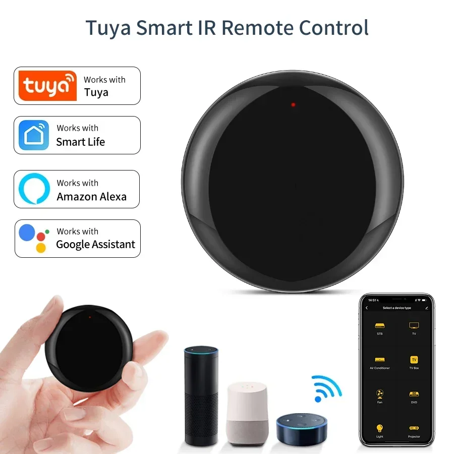 Tuya WiFi Smart Universele IR-afstandsbediening TV Airconditioner Afstandsbediening Smart Life voor Alexa Google Home Spraakbesturing