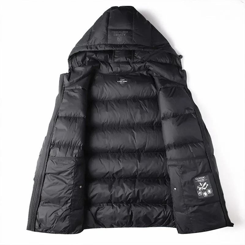 Schinteon Hoge Kwaliteit Heren 90% Witte Eend Donsjack Herfst Winter Casual Uitloper Met Kap Jas Plus Size Mannelijke kleding