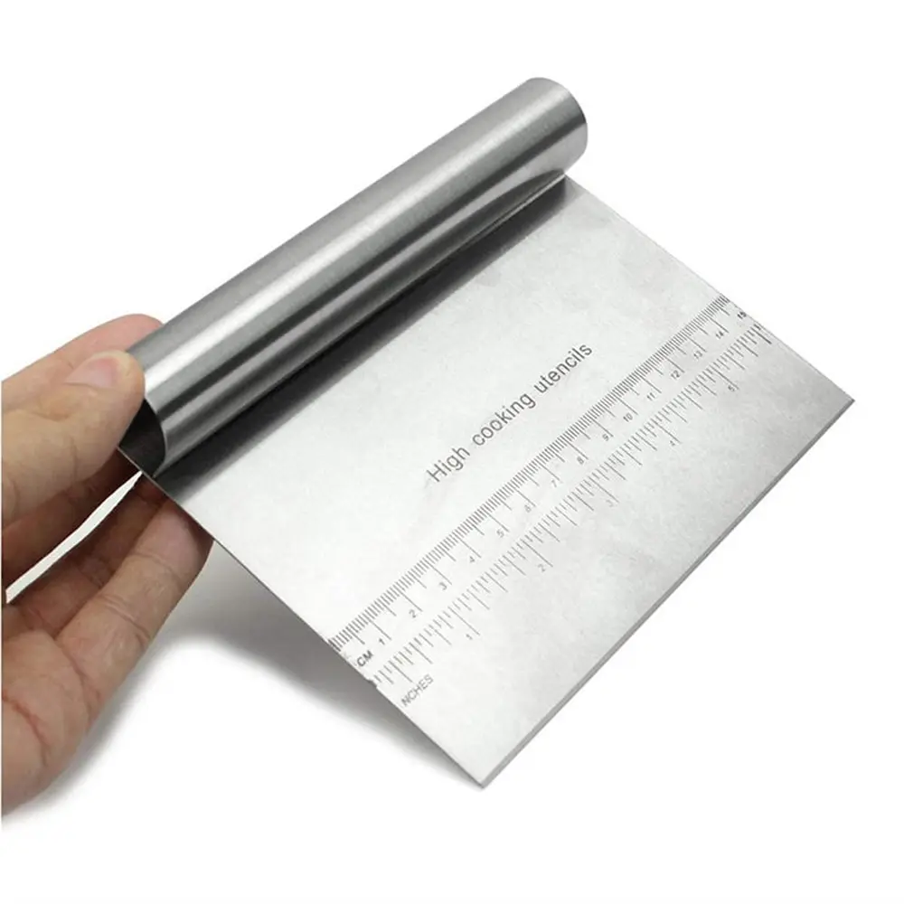 Edelstahl Teig Gebäck Schaber Pizza Cutter Chopper mit Messskala Mehrzweck Kuchen Brot Separator Skala Messer