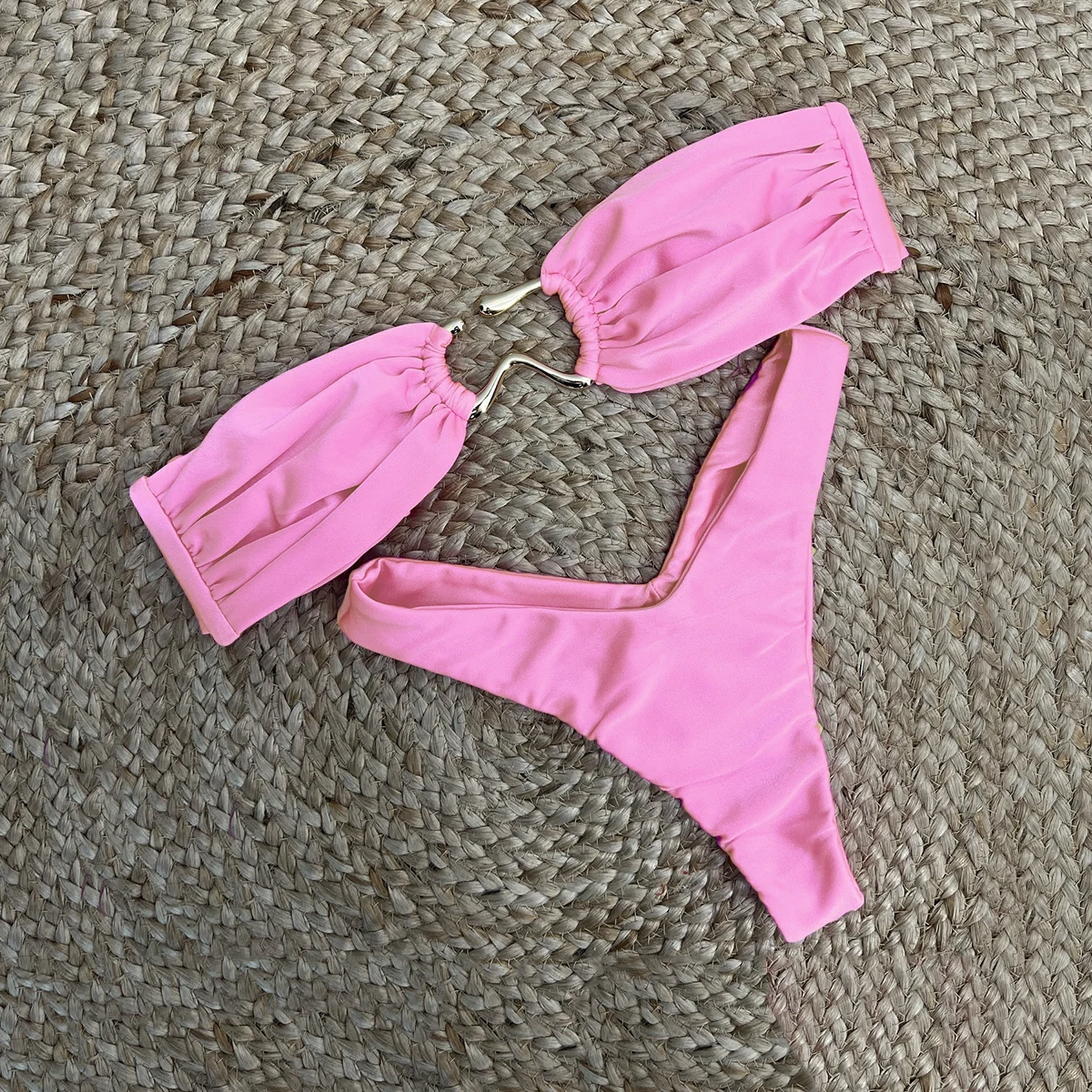 Bandeau Bikini Sexy Femmes Maillot De Bain Maillot De Bain Pour Femme 2024 Ensemble Bikini Push Up Maillot De Bain Solide Maillots De Bain Brésilien String Biquini