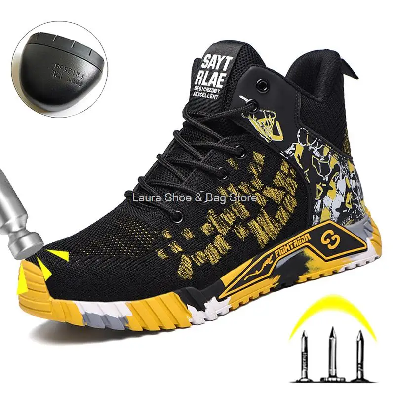 High-Top-Sicherheits schuhe Männer Stahl kappe Arbeits schuhe Männer Frauen arbeiten Sicherheits stiefel Anti-Smash-Sicherheit unzerstörbare Arbeits stiefel atmungsaktiv