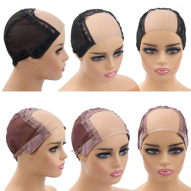 Gorro de peluca con malla frontal para hacer pelucas con correa ajustable, gorro tejido de red de encaje suizo sin pegamento para hacer pelucas con cierres frontales