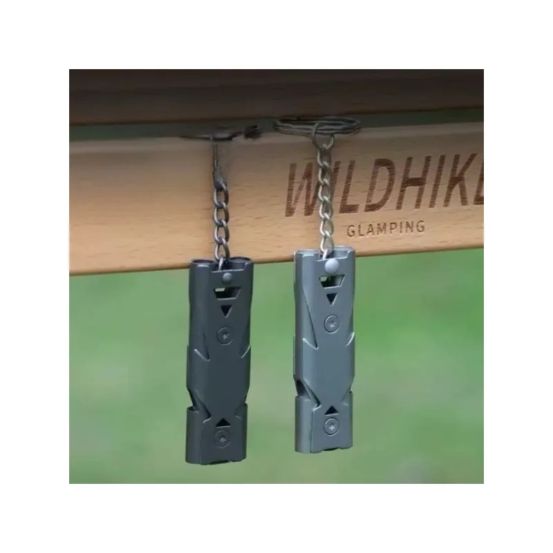 Porte-clés sifflet à Double tuyau à décibel élevé, outil d'urgence de survie, pendentif multifonction Portable pour Camping en plein air, 1 pièce