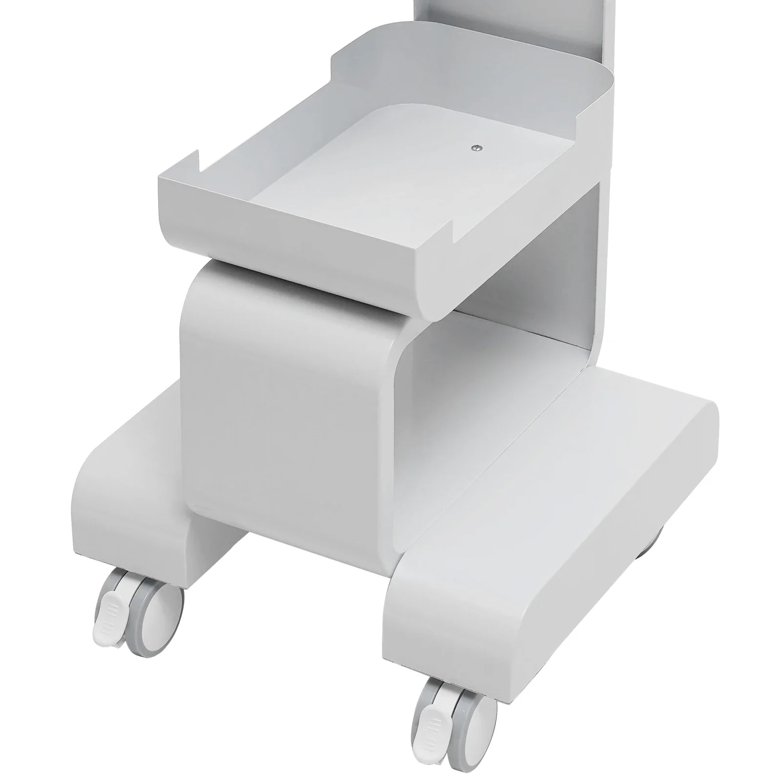 Carrello per salone cosmetico Carrello per posizionamento attrezzature per salone di bellezza Tavolo per attrezzature mobile con pannello in vetro, cestino portaoggetti, bianco