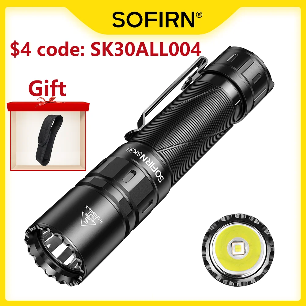 SOFIRN SK30 2800lm Tactical Flashlight 392m SFT70 6500K LED Light 21700 USB C Rechargeable Lamp Double Switch Torch IPX8
