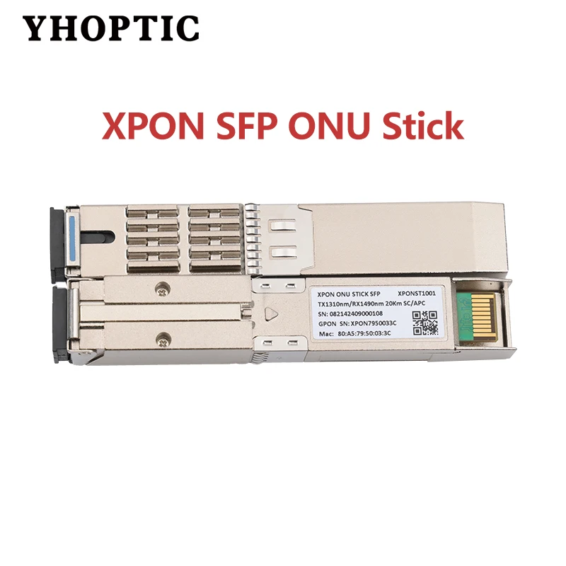 XPON SFP ONU  Stick 1310nm/1490nm DM Pon Module 20km Compatible with OLT ONU Mac MSC Connector for Broadband Communication