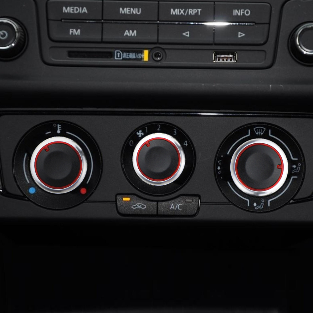Para VW POLO 2002-2013 2014 MK4 MK5 9N 9N3 6R 3 unids/set perilla de aleación de aluminio AC perilla de Control de calor perilla de botón
