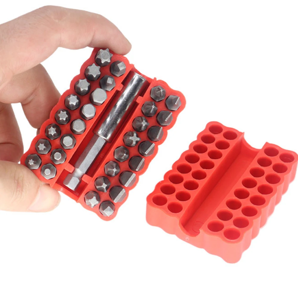 33pcs Magnetic Security Screwdriver Bit Torq Torx Hexagonal Star Spanner Electric Holder Bits Set 1/4" 6.35mm for Screwing