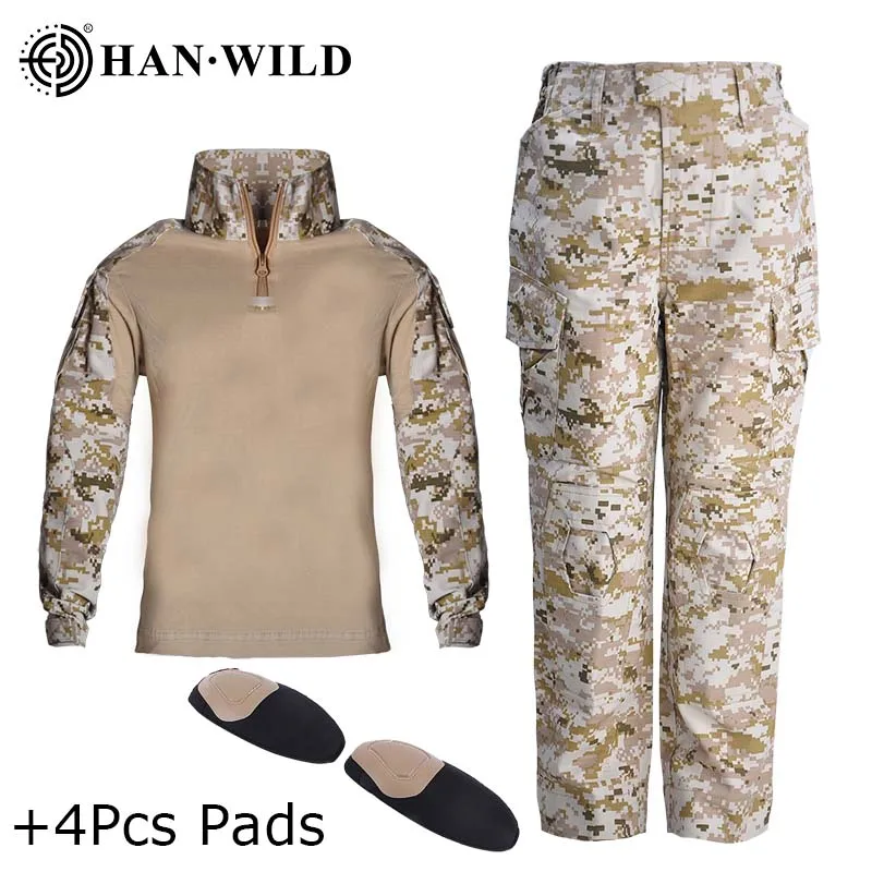 Kinder Camo Trainings kleidung Anzug Kinder Outdoor Feld Camping Jagd kleidung Kampf uniform Airsoft taktische Hemdhose