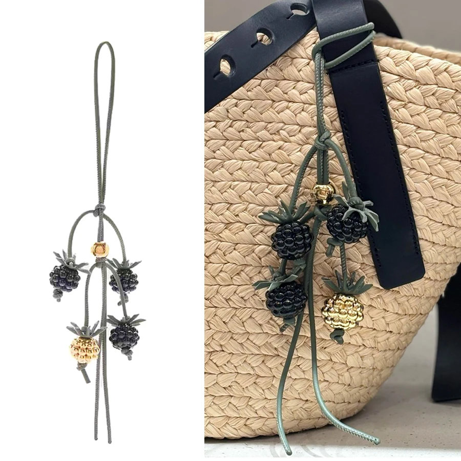 Berry Raspberry Blackberry Tomato Cowhide Bag Charm For Women's Bags Fashion Decoration Pendant Hanging Bag Accessories