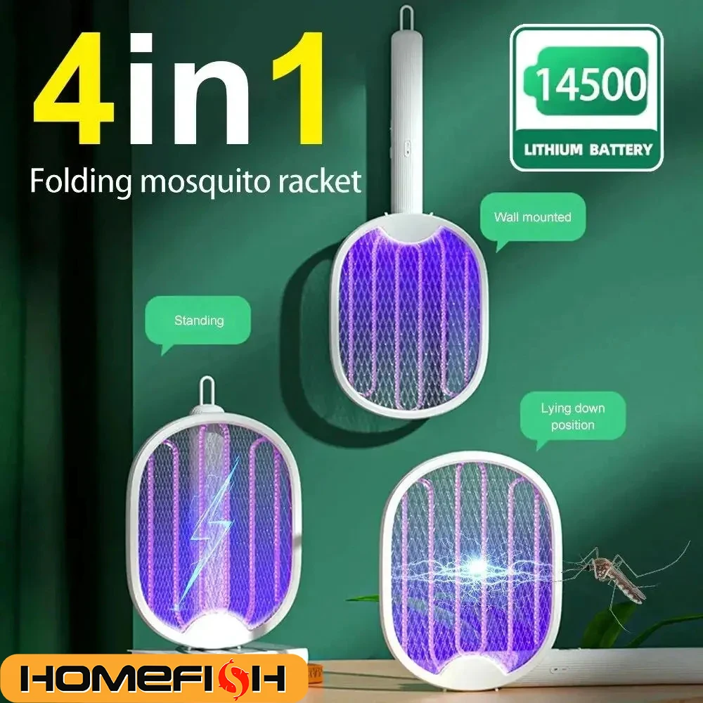 Pieghevole Elettrico Mosquito Killer Fly Swatter Trappola USB Ricaricabile Zanzara Racchetta Insetto Killer con Luce UV Bug Zapper 3000V